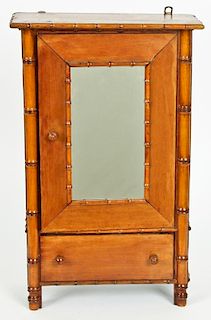 French Faux Bamboo Salesman Sample Armoire