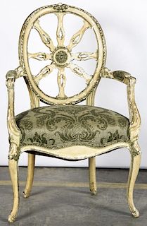 Georgian Painted Wheel Back Armchair