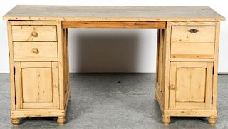 Rustic Pine Kneehole Desk