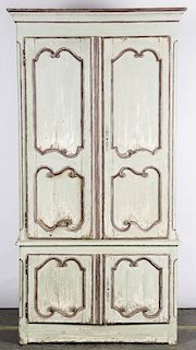 2 pc Painted Tall Cabinet: 94" x 47" x 16.5"