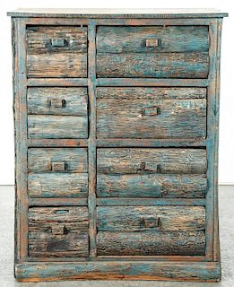 Rustic Painted Wood Chest of Drawers