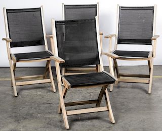 4 Labeled Gloster Folding Teak Armchairs