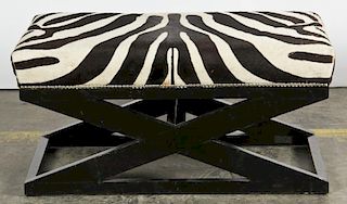 Zebra Print Cowhide Banquette
