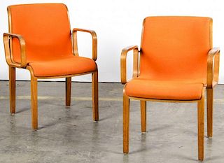 Knoll Upholstered Bent Plywood Armchairs