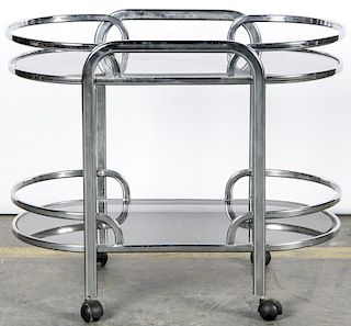 Milo Baughman Style Bar Cart
