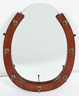 Vintage Horseshoe Form Hall Mirror and Coat Hook