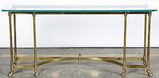 Regency Style Brass and Glass Console Table