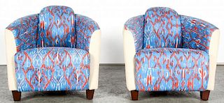 Pair of Modern Blue Oval Chairs
