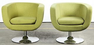 Pair of Modern D'Urso Style Swivel Chairs