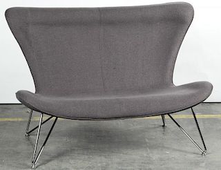 Modern Gray Upholstered Settee