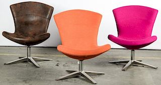 3 Modern Upholstered Swivel Chairs