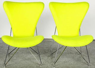 Pair of Neon Yellow Modern Chairs