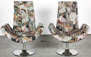 2 Modern Upholstered Swivel Chairs