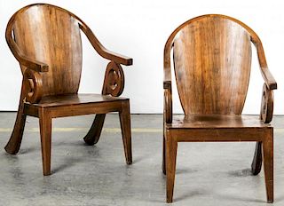 Pair of Modernist Asian Armchairs