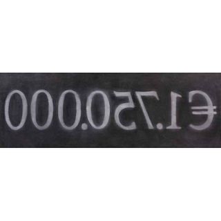 HARTWIG LUGO ROHDE, € 1,750,000, de la serie Inversiones, Firmado y fechado 2011 al reverso, Óleo sobre tela, 70 x 200 cm