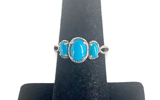 Trio of Sleeping Beauty Turquoise Stones Ring