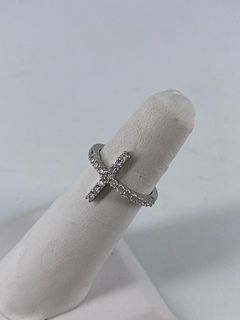 Sterling & Diamond Cross Ring