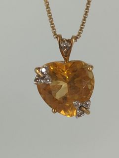 14kt Yellow Gold Necklace With a 10kt Gold & Gemstone Pendant