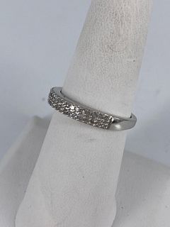 Sterling Band with Twin Diamond Lines