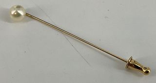 14kt Yellow Gold Pearl Stick Pin