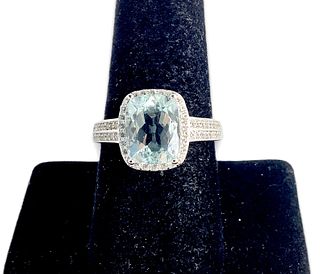 Aquamarine & Zircon Stone Ring