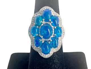 Miami Blue Welo Opal Cluster Ring