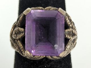 Sterling Silver Ring With An Amethyst Center Stone