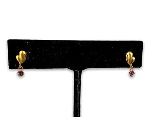 Gold + Amethyst Gemstone Dangle Earrings