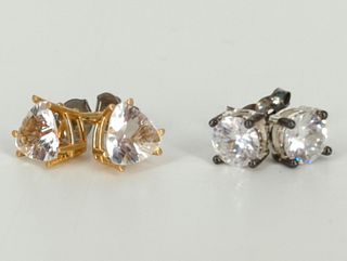 Two Pair Clear Diamante Stone Earrings
