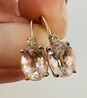 14kt Rose Gold Diamond & Morganite Earrings