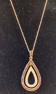 Sterling/Copper Chain Necklace & Pendant w/Crystals