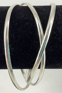 Three Intertwined Sterling Silver Bangles