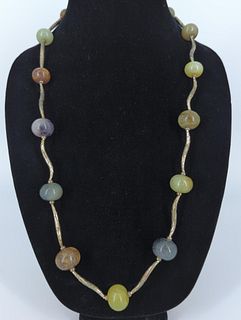 Sterling Silver Statement Necklace With Semi-Precious Stone Beads