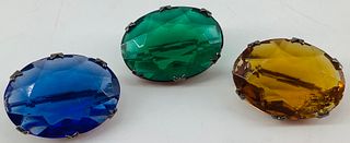 Three Sterling & Crystal Pins