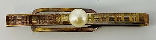 10kt Yellow Gold Tie Clip With A Pearl Accent