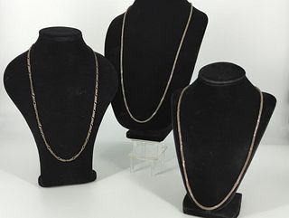 Three Sterling Silver Chain Necklaces
