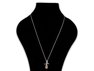 Sterling and Diamond Cross Pendant on Silver Chain