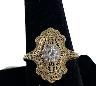 14kt Yellow Gold & Diamond Filigree Style Ring