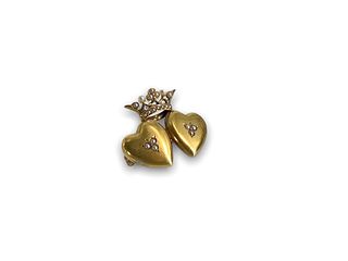 Antique Gold Hearts Pin