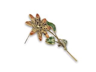 Sterling/Vermeil Enameled Flower Pin