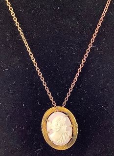 Antique Cameo Pin on Chain