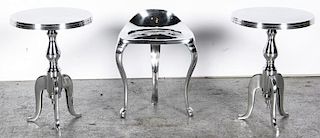 Two Chrome Plated Side Tables and a Stool