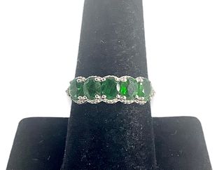 Green Chrome Diopside & Sterling Silver Ring