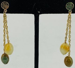14kt Yellow Gold & Jade Earrings