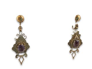 Vintage Gold-Filled Dangle Earrings with Crystals