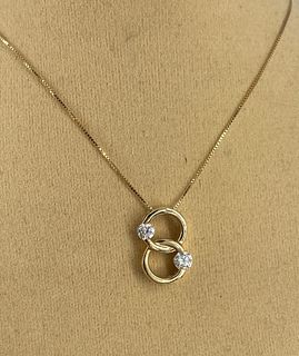 14kt Yellow Gold Chain Necklace with Diamond Pendant