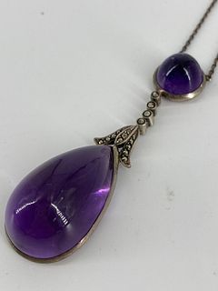 Amethyst Stone Pendants on Sterling Chain Necklace