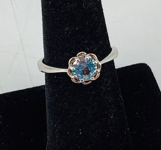 Sterling Silver Ring with Blue Topaz Round