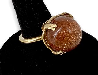 Vintage 14kt Yellow Gold & Goldstone Ring
