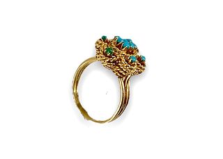 Vintage 18kt Yellow Gold & Turquoise Ring